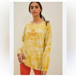 Anthropologie Sun Keep Sunshine Daydream Sweatshirt Tie Dye Yellow and Cream